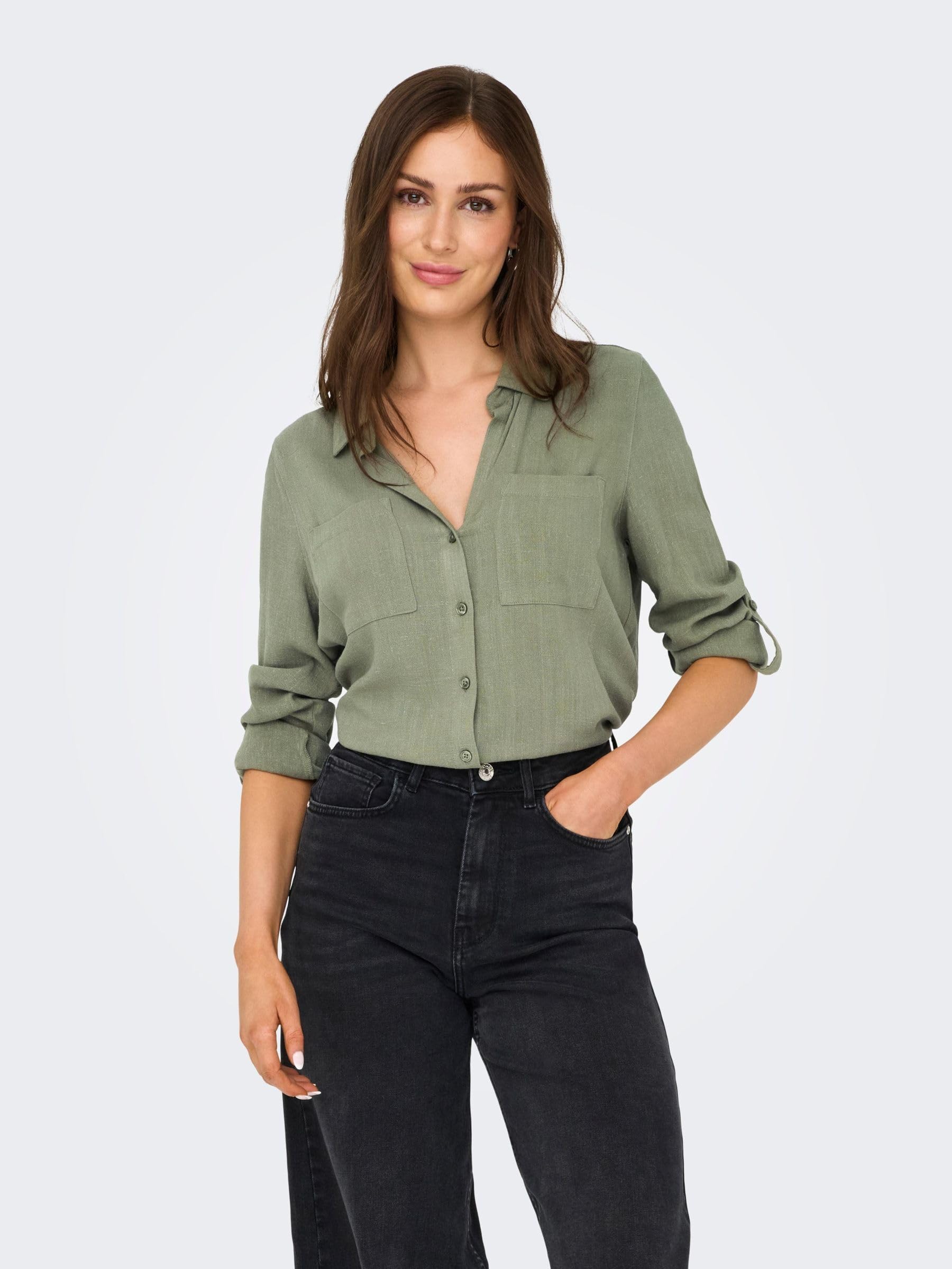 ONLY Shirt Shirt with Rolled Rolled up Sleeves
