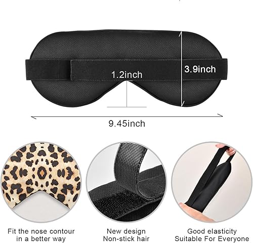 Miniatura 7 de Máscara de dormir sexy con estampado de leopardo para mujeres y hombres, suave y cómoda, bloqueo de luz, vendaje ajustable, cubierta de ojos
