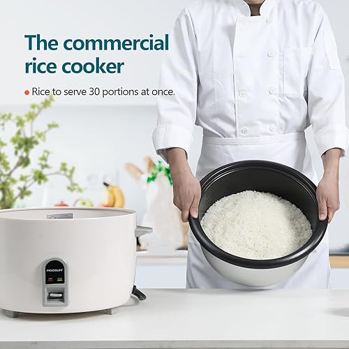 Miniatura 8 de Arrocera comercial, gran capacidad para 30 tazas (sin cocinar), 60 tazas (cocidas) con operación de un solo toque y 12 horas de mantenimiento