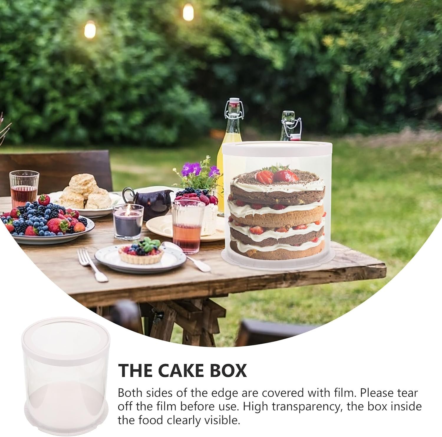 2pcs Round Cake Box with Lid White 6-Inch Double-Layer Cake Container for and Baking Packaging
