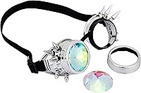 Vista 46 de Gafas de caleidoscopio retro con pinchos, gafas de cristal arcoíris steampunk estilo soldadura, gafas de cosplay punk