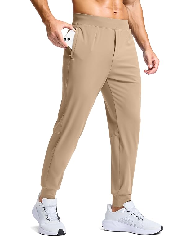G Gradual Men's Golf Joggers Pants with Zipper Pockets Stretch Sweatpants Slim Fit Track Pants Joggers for Men Work Running (Khaki, XL) by G Gradual - Used condition - US$30.43