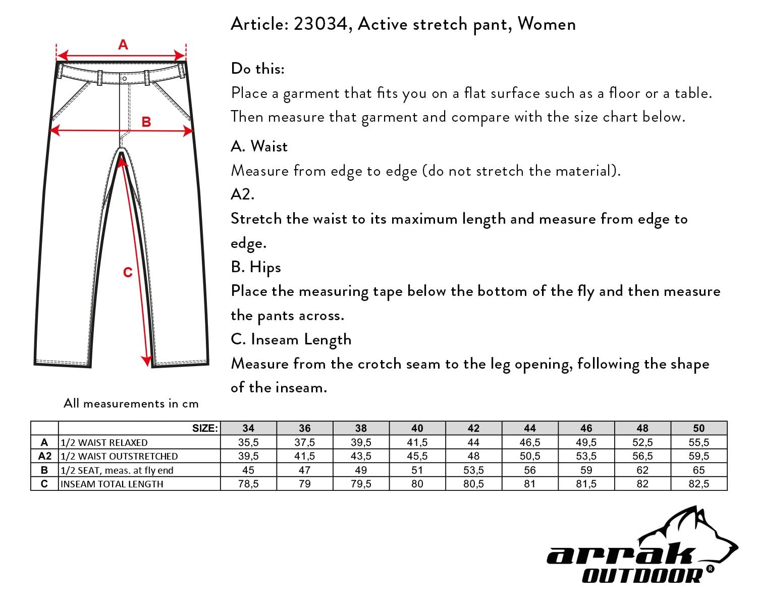 ARRAK OUTDOOR New Active Stretch Pants Lady | Women's Hiking Pants | for All Outdoor Activities Camping & Hiking DWR Treated