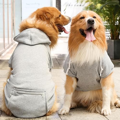 Miniatura 2 de Sudadera con capucha para perro, ropa para mascotas, sudadera con capucha básica con bolsillo para perros pequeños, medianos y grandes, color rojo, L