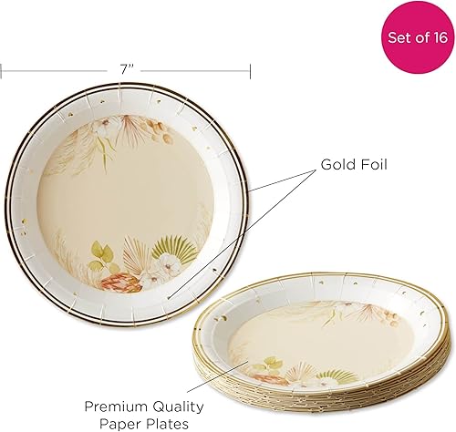 Miniatura 6 de Kate Aspen Platos de papel de alta calidad estilo bohemio rústico de 7 pulgadas (peso de 350 GSM, juego de 16), perfectos para bodas de otoño,
