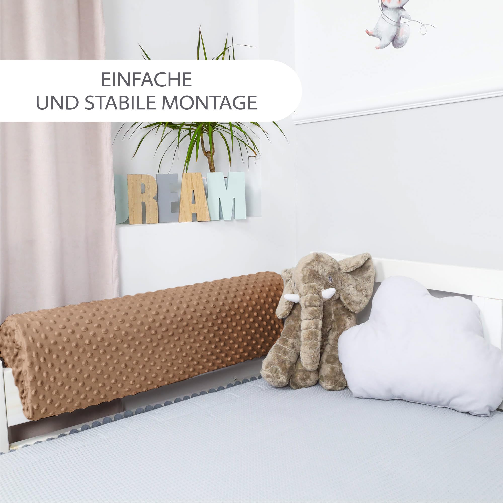 Totsy Baby Paracolpi lettino neonato antisoffoco 70 cm - Protezione schiuma per lettino fasciatoio e culla per i bordi del letto o della culla per bambini da 1 a 3 anni Beige chiaro