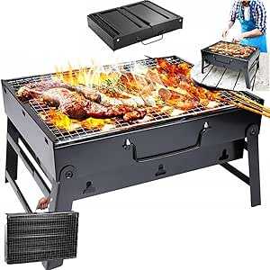 SMZhomeone Campinggrill Faltbar - Tragbarer Holzkohlegrill Für Outdoor-Abenteuer