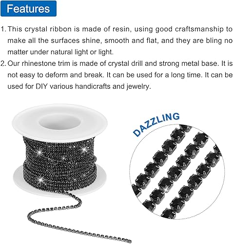 Miniatura 4 de MECCANIXITY Cadena de diamantes de imitación de cristal de 10 yardas, 0.079 pulgadas, con cierre de cadena para coser, manualidades, joyería de