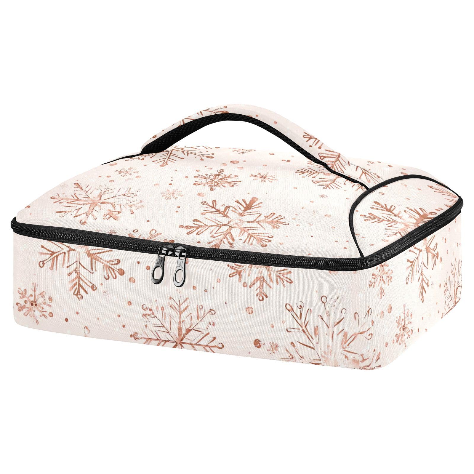 BOESI Graffiti Snowflake Pattern Insulated Casserole Dish Bag Lunch Bag Insulated Insulated Food Bag Reusable for Holding Hot and Cold Food Suitable for Potluck Parties/Picnics/Cookouts