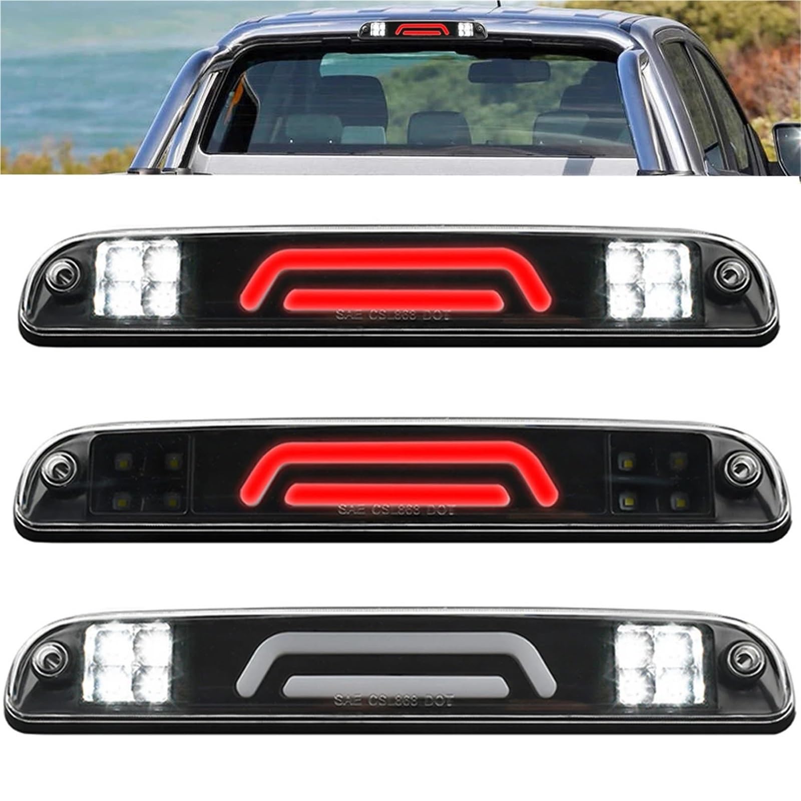 Lampada di Arresto Luci di Stop a LED per Il Terzo Stop, luci di Stop Alte Adatte per Ford Ranger Super Duty Cargo F250 F350 1999-2016 Luci Terzo Stop Auto