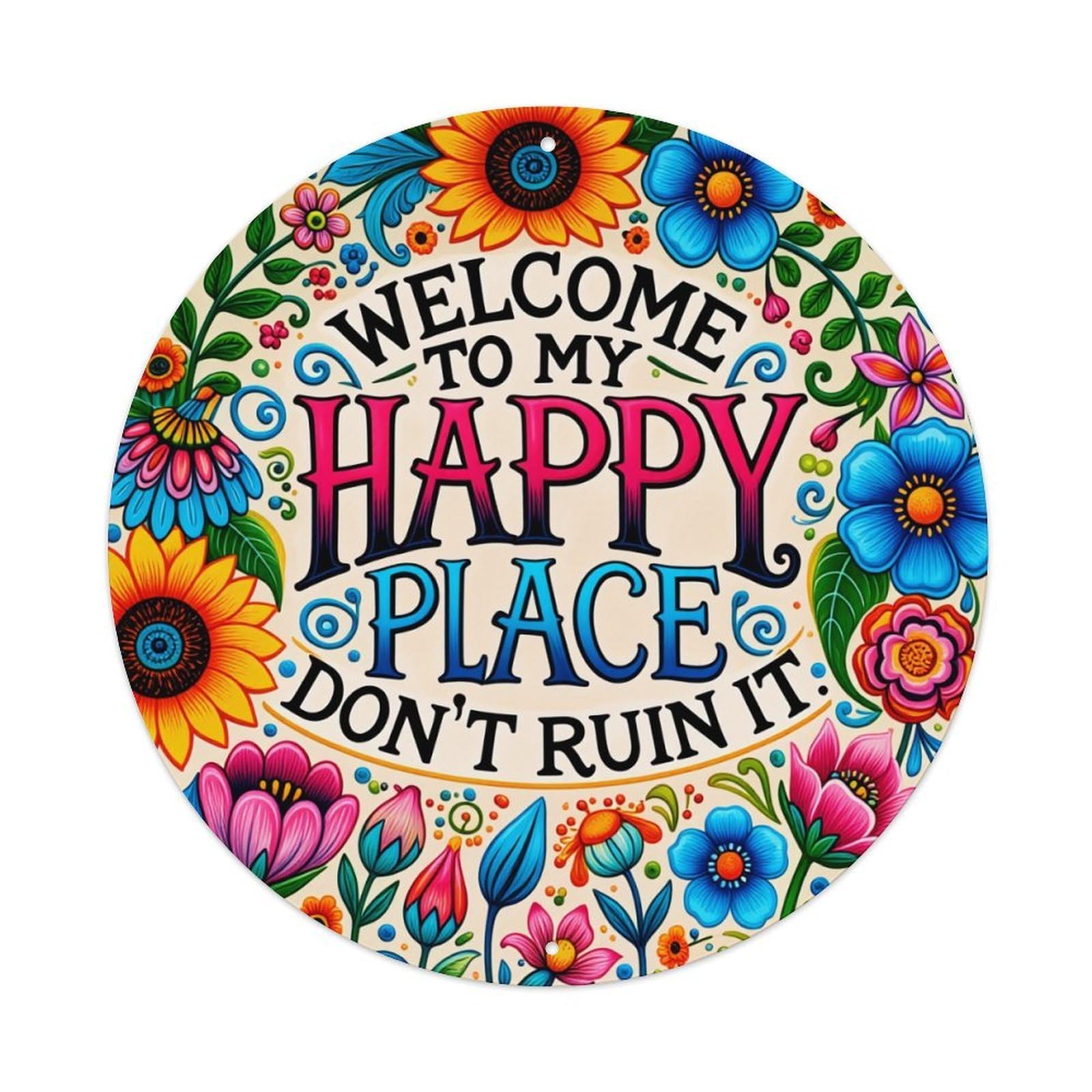 Colorful Floral Welcome Sign Art Tin Sign Metal Poster Vintage Metal Signs for Home Man Cave Bar Cafe Kitchen laundry room Wall Decorations Gift 8x8Inch