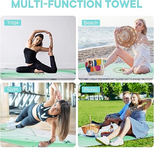 Miniatura 36 de Toallas de yoga, toalla antideslizante para esterilla de yoga caliente con puntos de agarre, manta de yoga de microfibra suave súper absorbente para