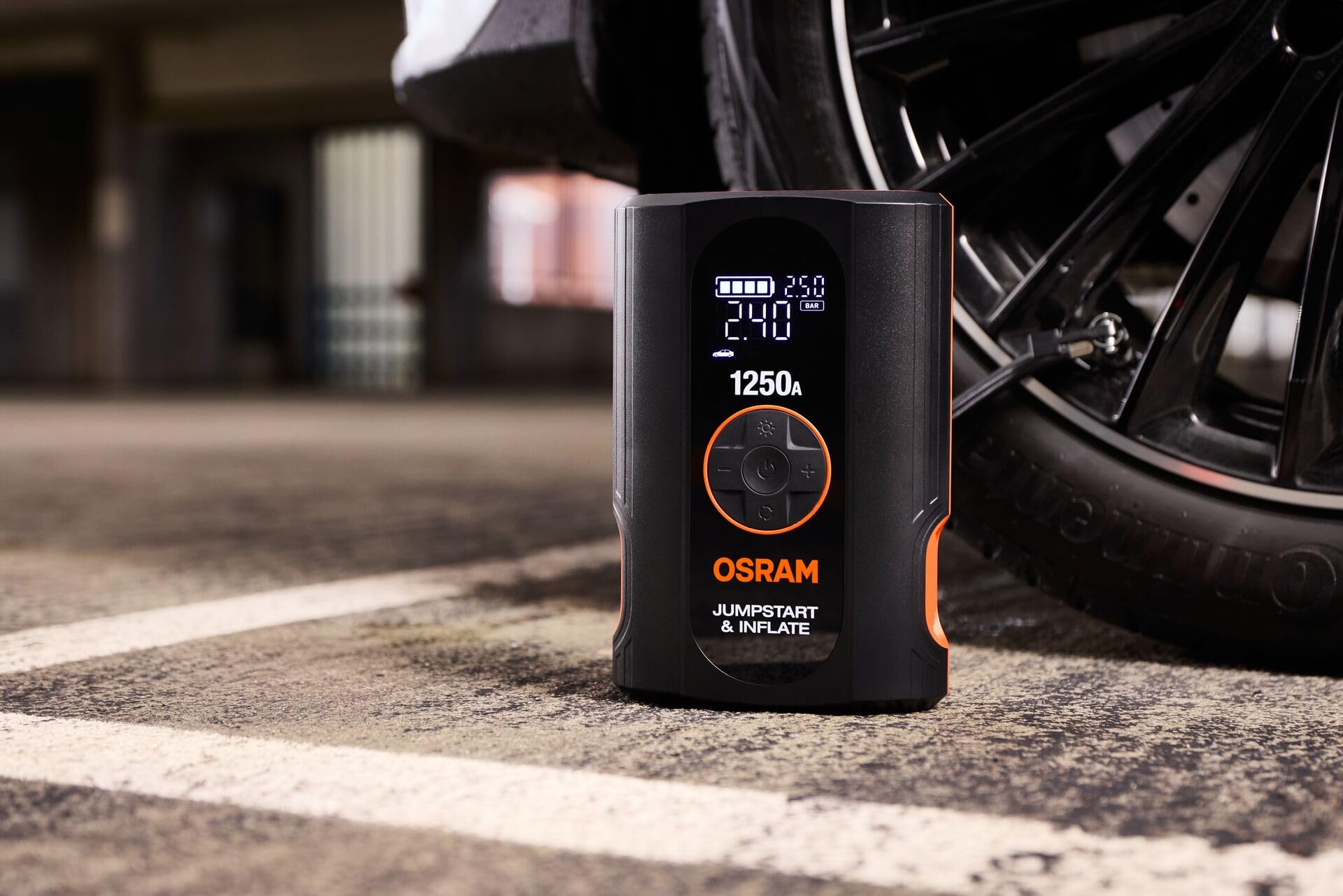 OSRAM BATTERYjumpstart 1250A, 12V, de litio, con función de batería externa y USB, arrancador de emergencia, para motores de gasolina de hasta 6L y motores diésel de hasta 2.8L.