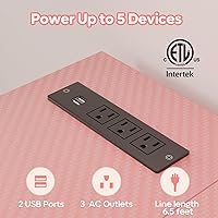 Vista 6 de Bestier Escritorio para juegos de 52 pulgadas con toma de corriente integrada y puertos USB, escritorio para computadora en forma de L con tira LED