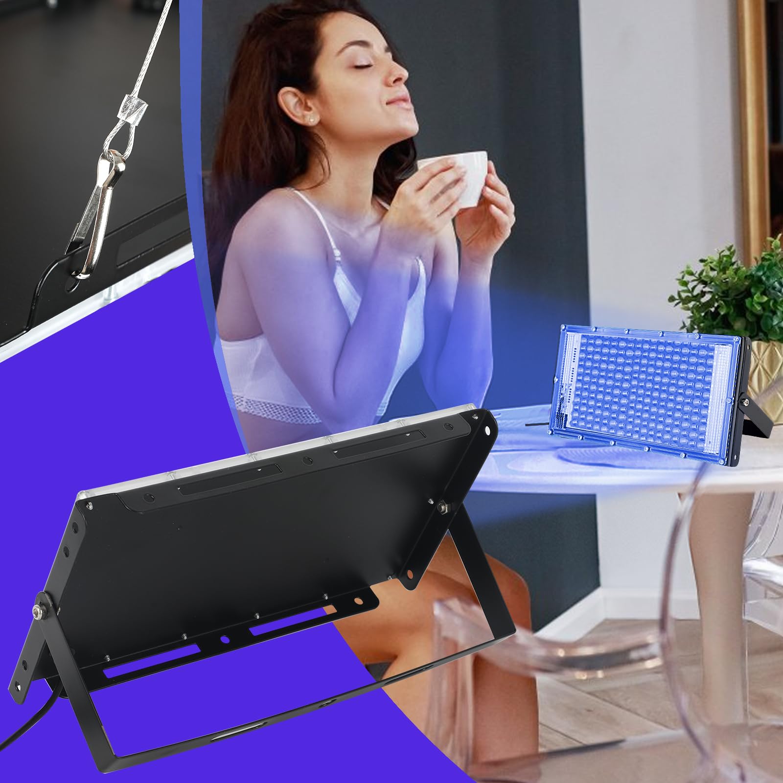 Lampe de bronzage 15 W portable USB 144 LED avec crochet de suspension pour visage et corps