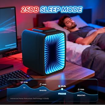 BEICHEN Mini Fridge, 4L/6 Can Small fridge with Dimmable Gaming Light