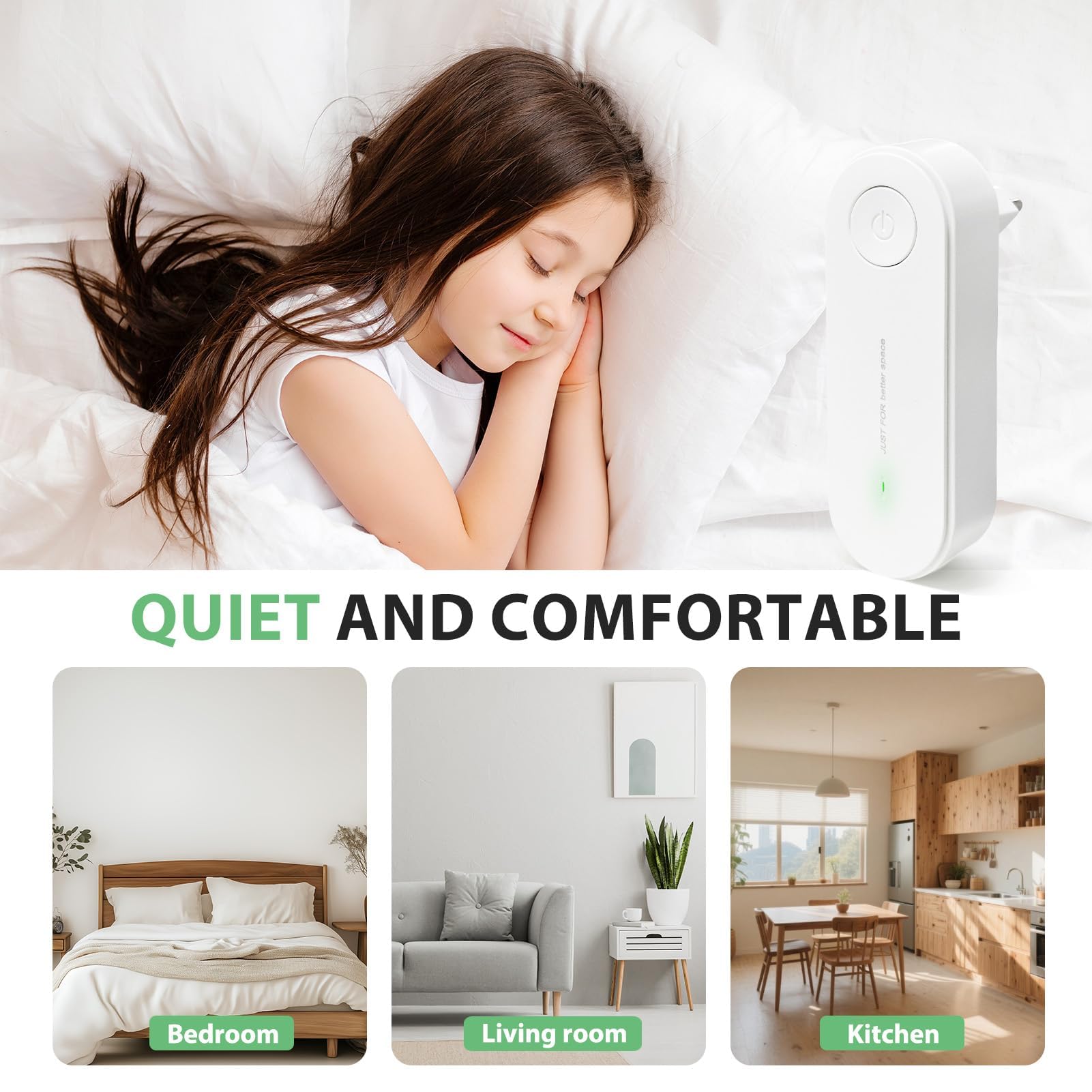 Purificateur d'Air Anti-Acariens avec Ultrasons et Ions Négatifs - Élimine les Acariens, Repousse les Insectes - Portable pour Chambre, Maison, Bureau - Purification d'Air Silencieuse et Efficace