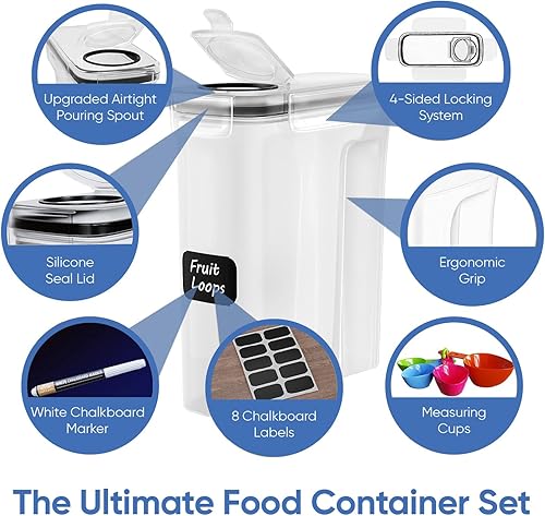 Miniatura 9 de Recipientes de almacenamiento de alimentos extra grandes 213 onzas para arroz harina azúcar y cereales herméticos para la cocina y la despensa