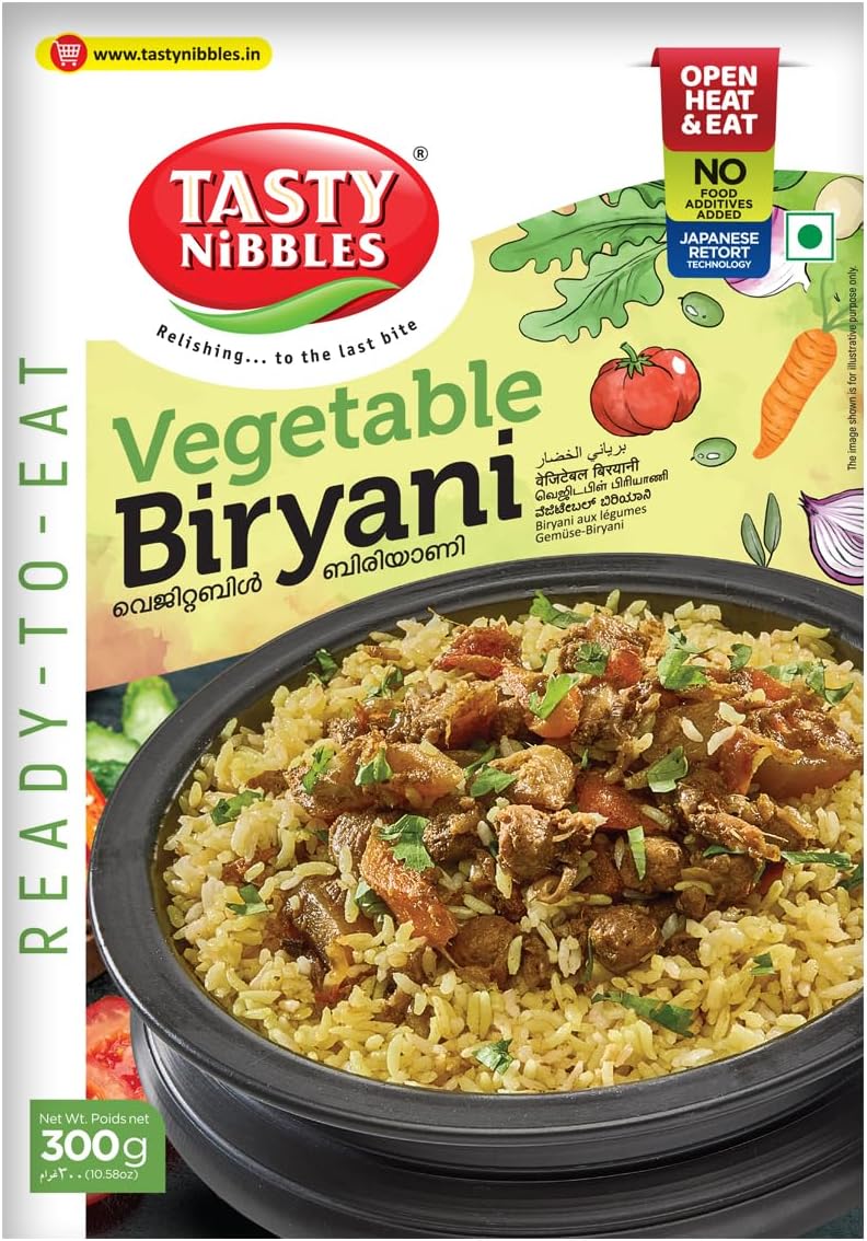 Ready to Eat Vegetable Biryani 300g| Open Heat & Eat | Vegetarian | No Added Preservatives | Japanese Retort Technology