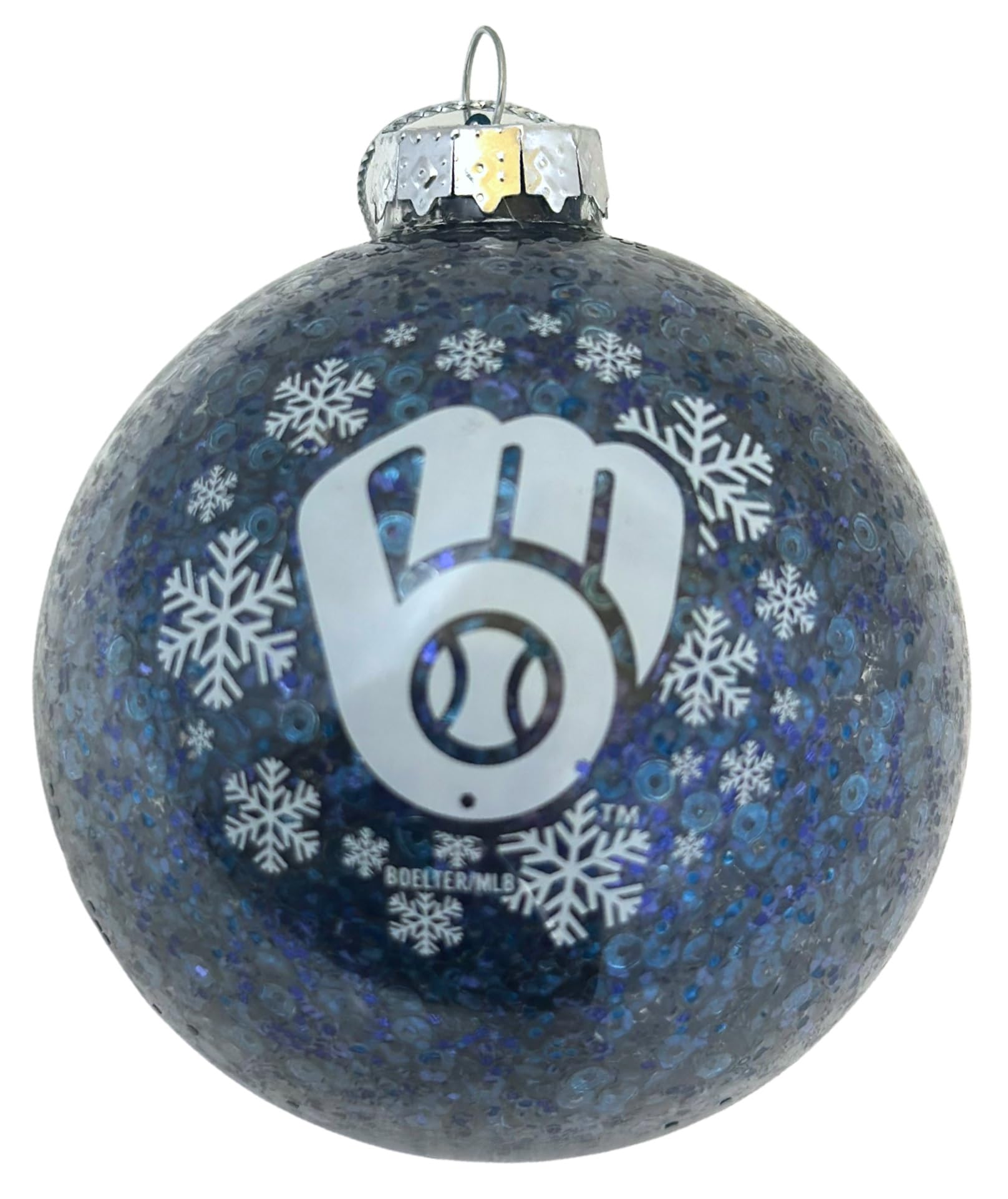 Adorno de los Milwaukee Brewers bola con purpurina para el árbol de Navidad de la MLB