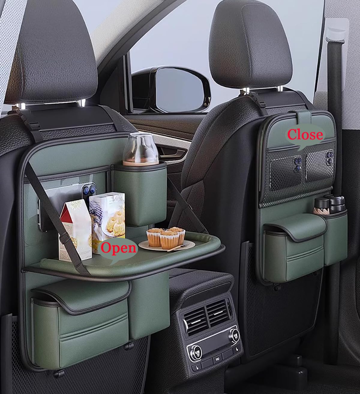 2 Stück Autositz Organizer für Ford Tourneo Connect/Tourneo Courier/Custom/Galaxy/S-Max, Rücksitz Organizer mit Tablet/Telefon Aufbewahrung, Multifunktional Auto Organizer Kinder mit Klapptisch