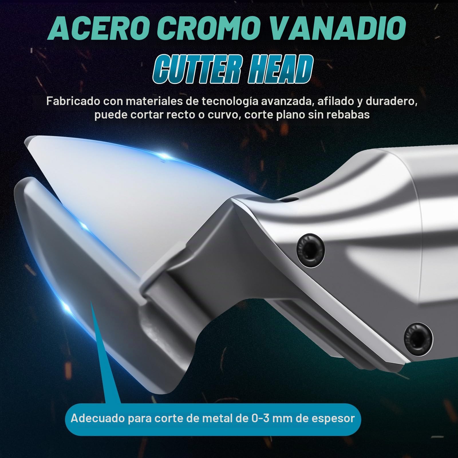 Tijeras Eléctricas Inalámbricas para Metal, Cizalla con Cabezal Giratorio 360°