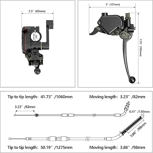 Miniatura 2 de RUTU Kit de acelerador de pulgar y cable de freno ATV - Gobernador de velocidad completo de metal con palanca de freno - Limitador de velocidad para
