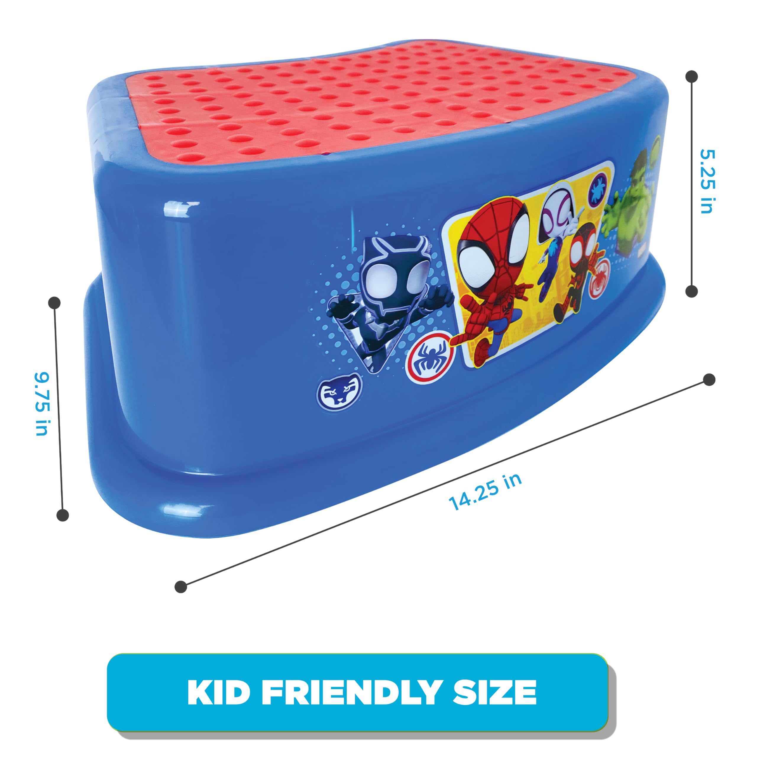 Spidey and His Amazing Friends - Set divertente per il bagnetto, marionette da dito da bagno, squirter illuminato, sgabello