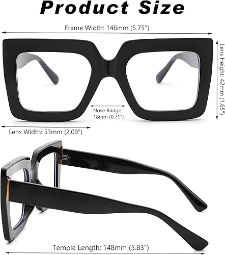 Miniatura 4 de Melpomenia Gafas de luz azul de gran tamaño para mujer, gafas de marco grande de moda, gafas sin receta