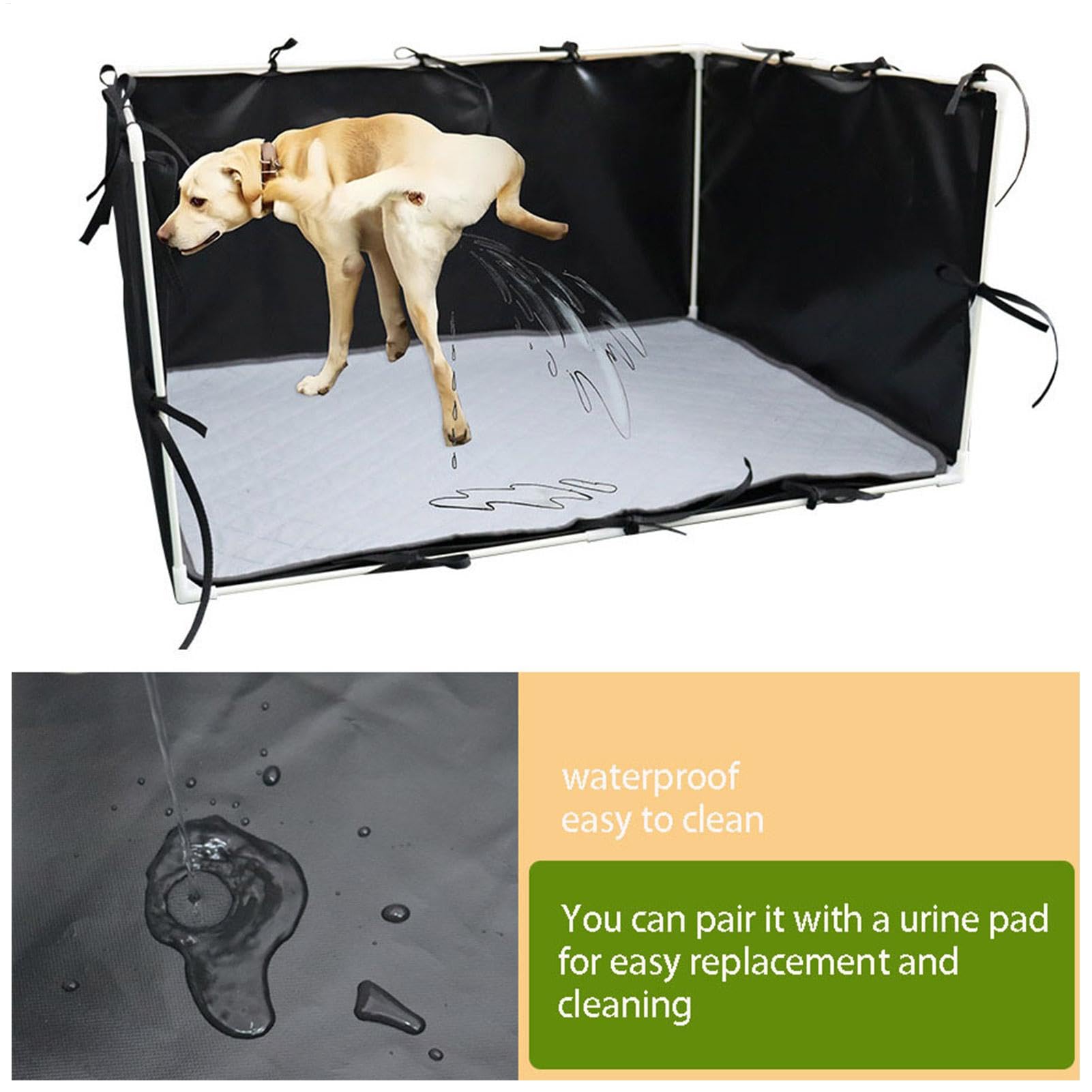 Große Hundetoilette mit Spritzschutz – Welpen-Pad Halter mit hohen Wänden | leicht zu reinigender verstellbarer Haustier-Toilettenzaun 600D für den Innen- und Außenbereich | Trainingstablett für