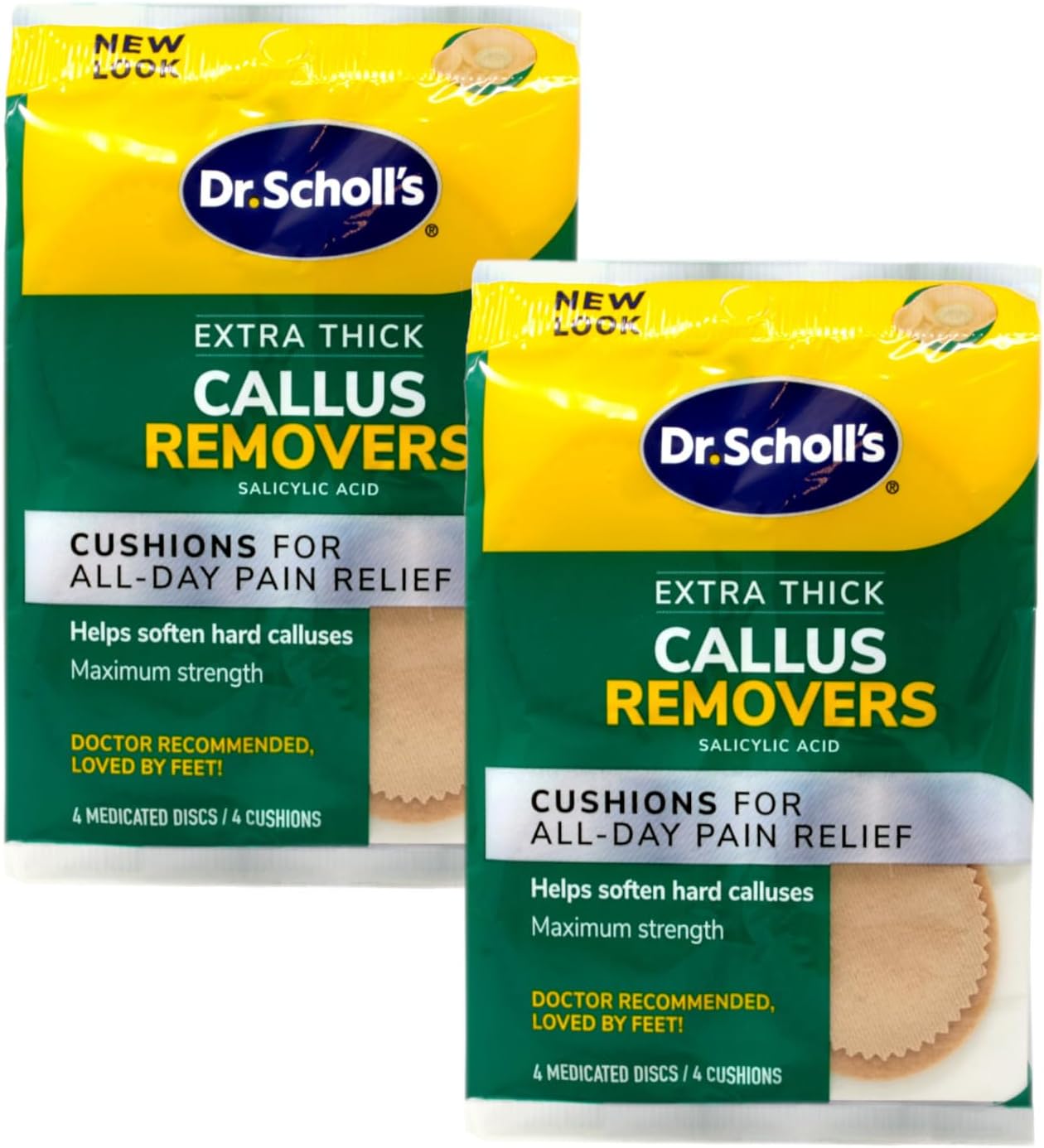 Dr. Scholl's Extra Thick Callus Remover Cushions - All-Day Pain Relief from Shoe Pressure & Friction, 4 Cushions (2 Packs)