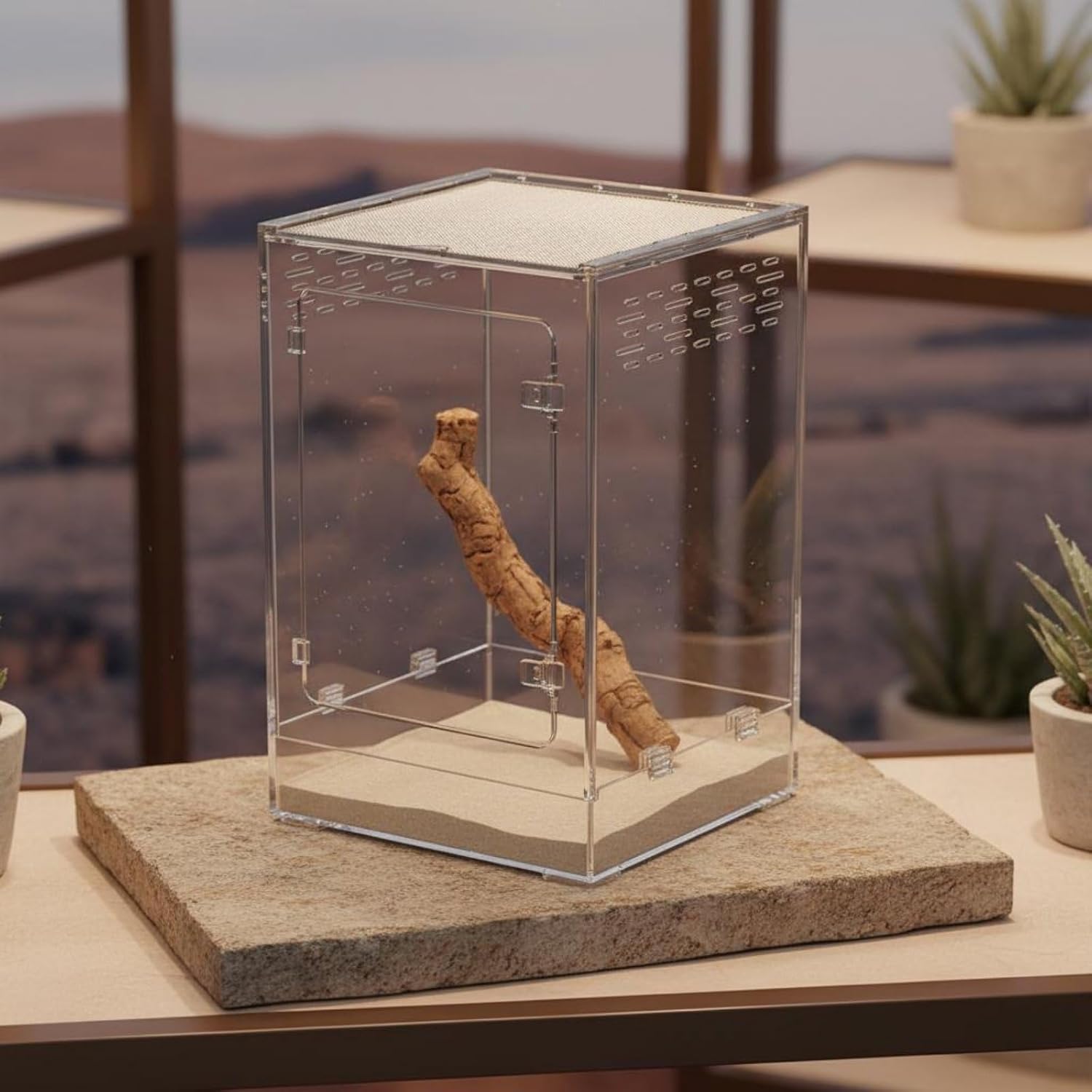 Acrylic Reptile Enclosure Vertical Arboreal Terrarium Stackable Design Clear Reptile Breeding Box for Amphibian Enthusiasts