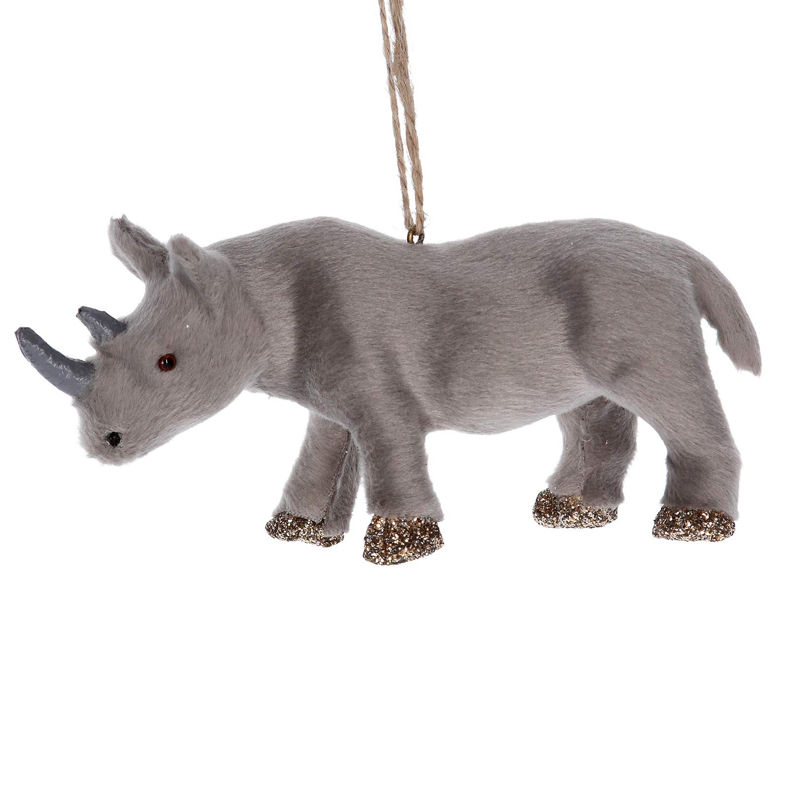 Gisela Graham Rhino 12Cm Safari Animals Faux Fur Decoration Various Animals (Rhino 12Cm)