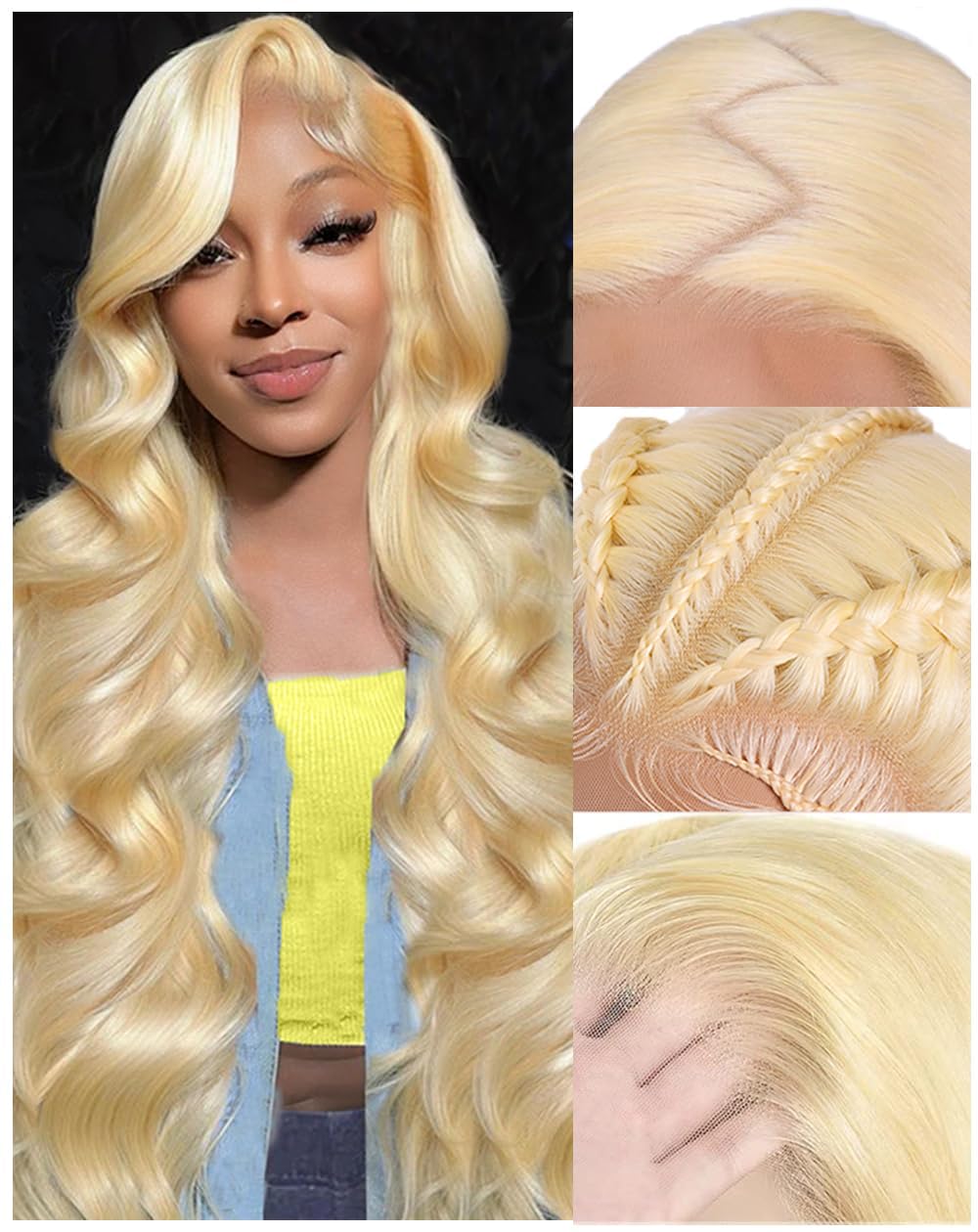 613 13x6 Lace Front Wig Human Hair 30 Inch 100% Real Blonde Wig Human Hair Body Wave HD Lace Front Wigs Human Hair 200 Density Easily Stained No Tangle Minimal Shedding Longer Life