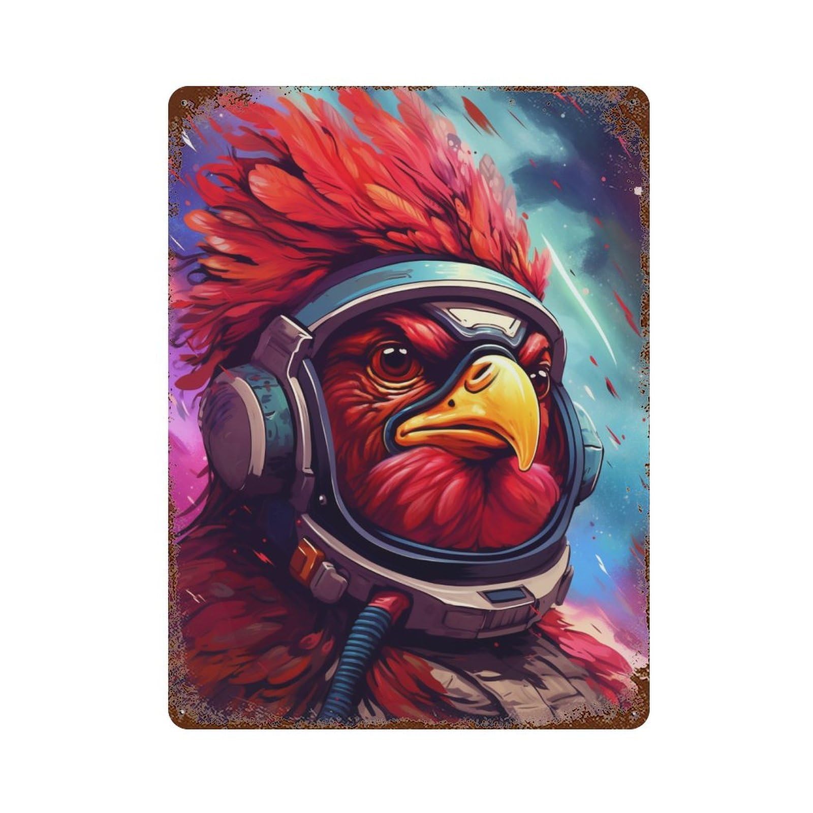 Eagle Astronaut Space Helmet Retro Metal Sign 15.7"x11.8", Ideal for Cafe, Home Bar And Lounge Decor