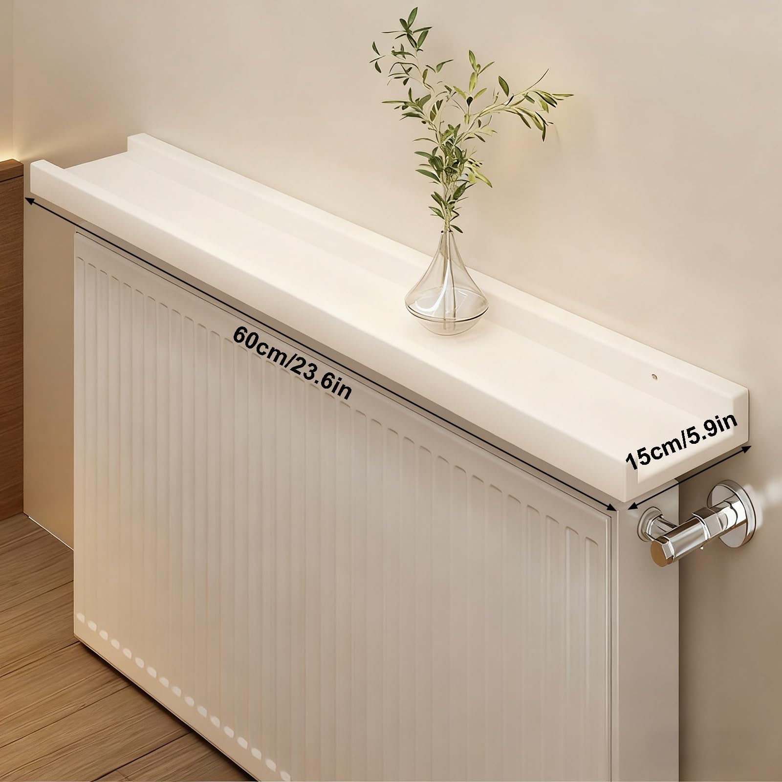 Mensola per termosifone, mensola da parete in stile moderno con bordi rialzati per evitare cadute, capacità di carico 25 kg