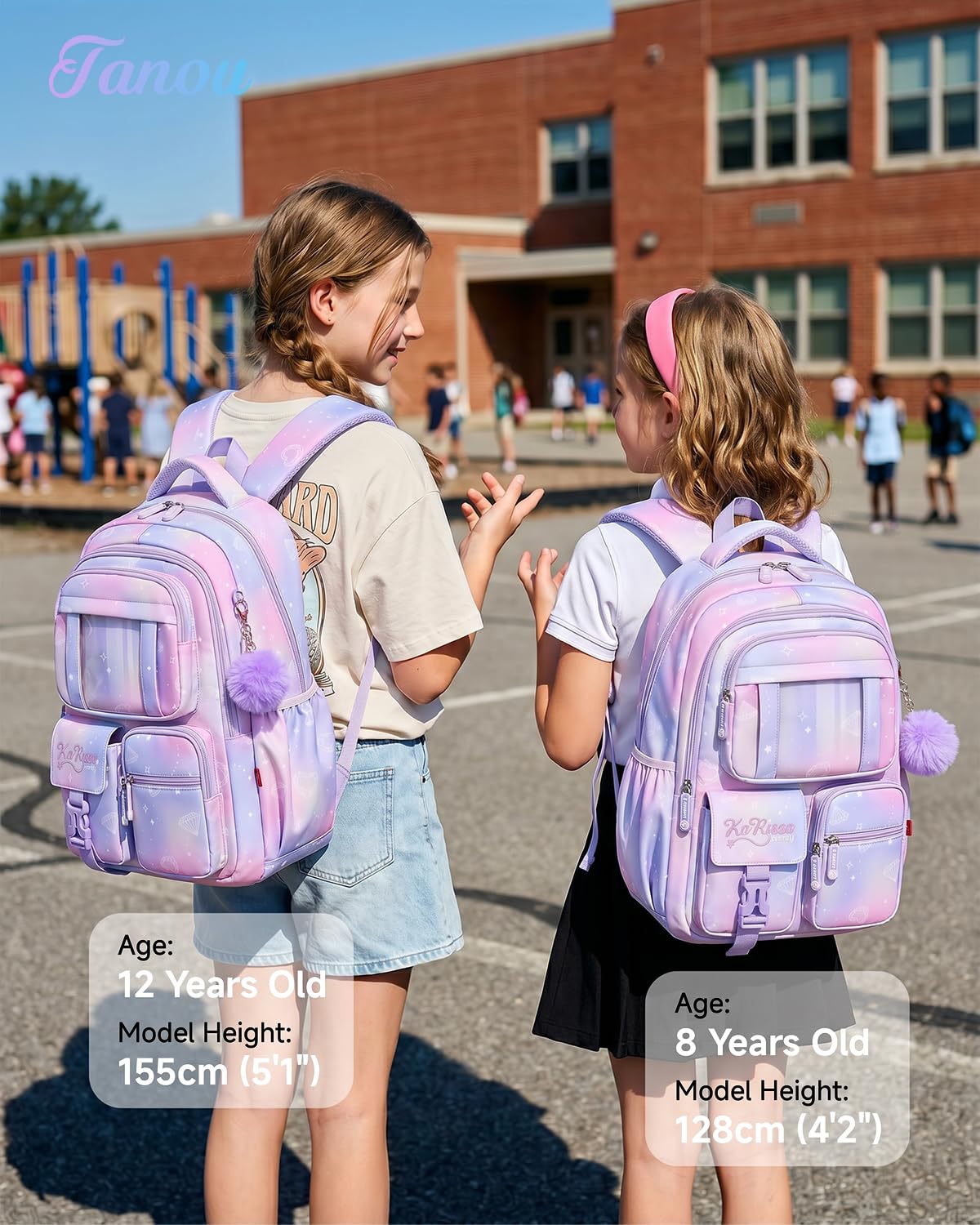 Tanou Mochilas Escolares Niña, 20 Litros Transpirable Mochila Colegio Niña de 7 a 11 Años, Nylon Repelente al Agua Mochila de Niñas Escolar