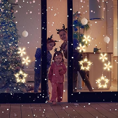 Miniatura 5 de LYUBASA 3 luces de Navidad para ventana, funciona con pilas, para colgar en la ventana de Navidad, luz blanca cálida, campana de árbol en forma de