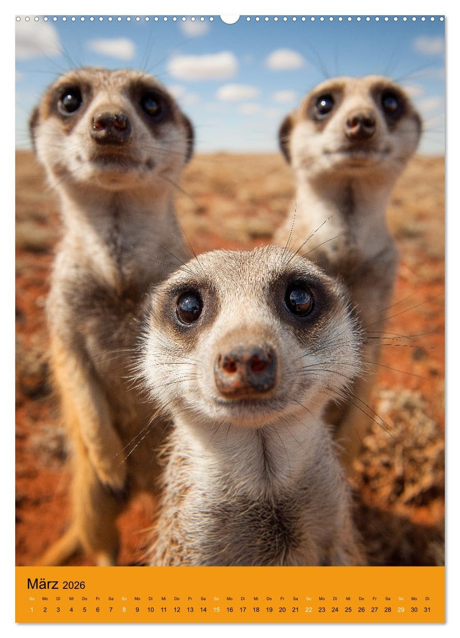Die Erdmännchen Familie - Kalender der niedlichen Tiere (hochwertiger Premium Wandkalender 2026 DIN A2 hoch), Kunstdruck in Hochglanz: Erdmännchen ... und niedlichen Tieren. (CALVENDO Tiere)