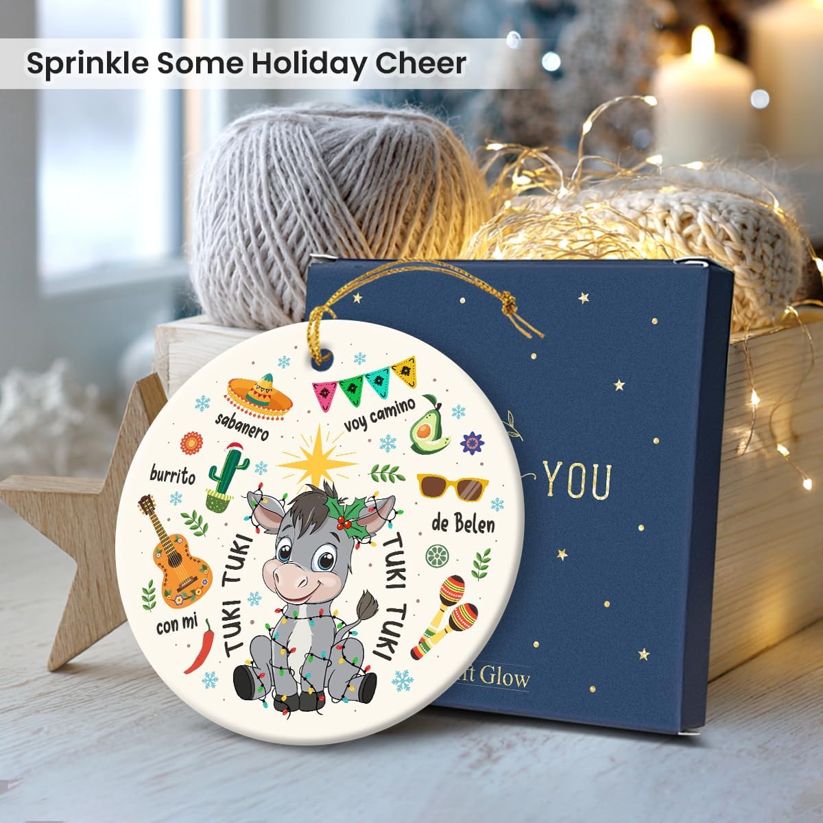 Funny Mexican Ornaments for Christmas Tree 2025 - Donkey Ornament for Xmas Tree Decor, Tuki Tuki Gifts for Donkey Lovers Friends, Animal Lovers Gifts for Mexican Women Mom, Dad - Image 6