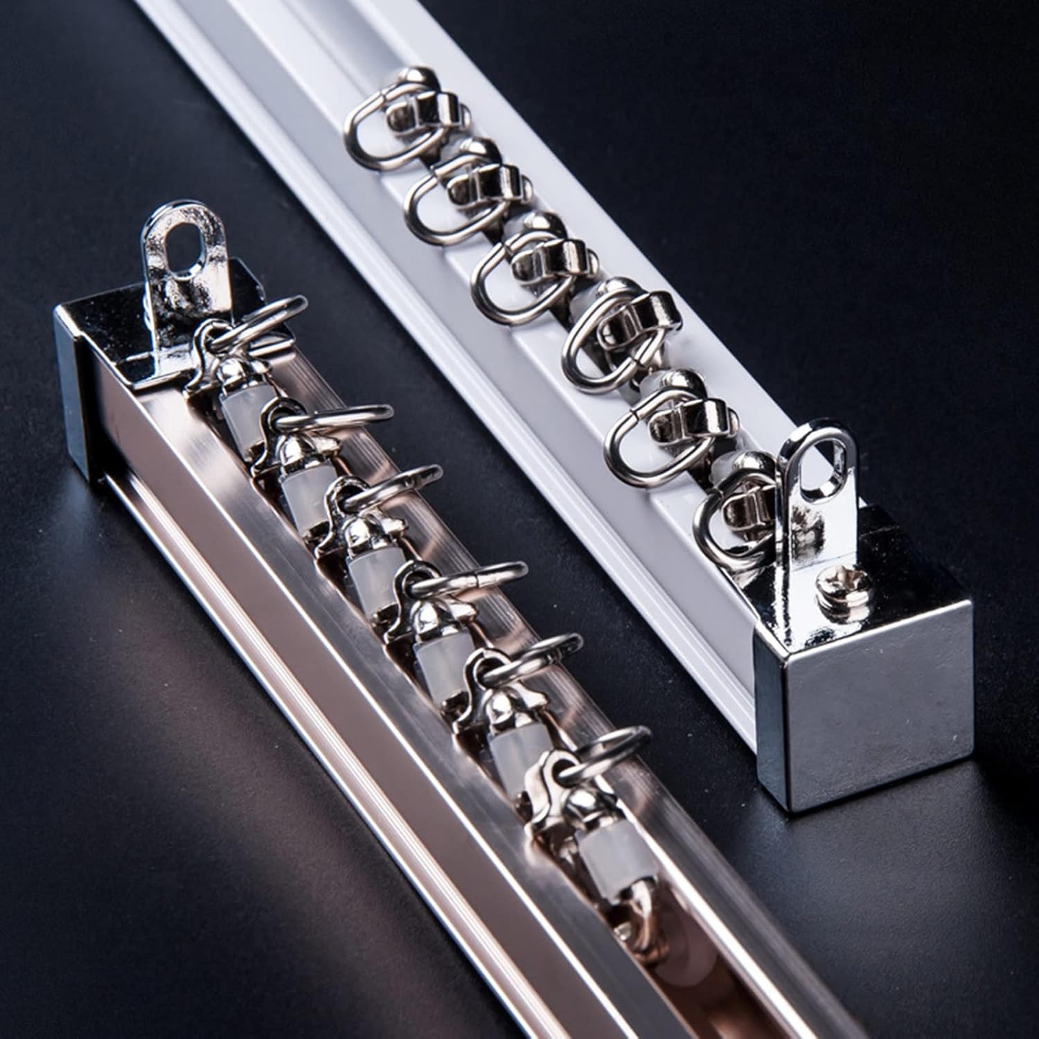 Double Curtain Track Rod Set, Wall Or Ceiling Mount, Heavy Duty Curtain Rail System for Curtains, Drapes, and Room Dividers, with Roller, Bracket and End Cap(Color:White- A,Size:2m/6.5ft)