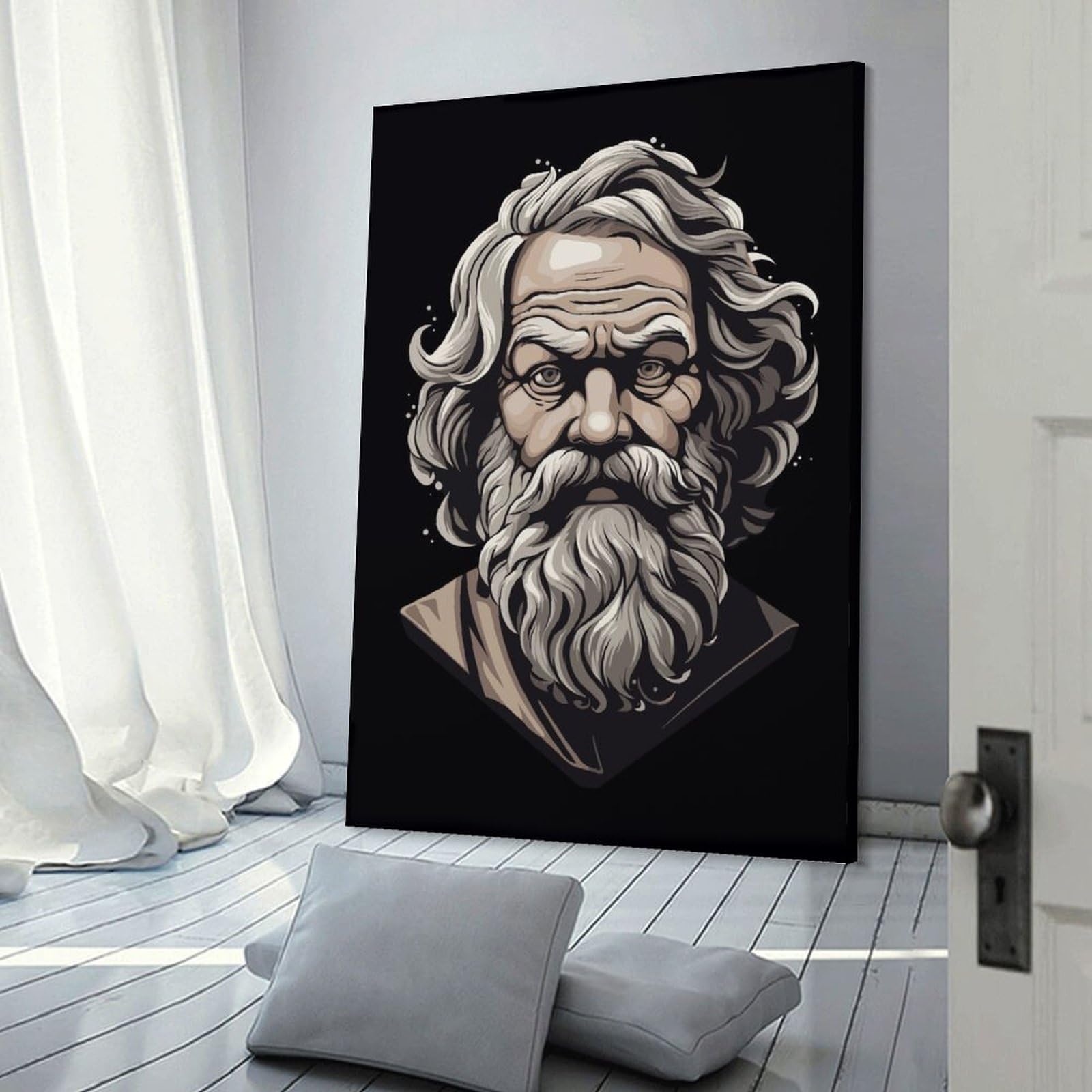 Junmoney Vintage Greek God Statue Bust Wall Picture Print, 20x30inch(50x75cm), for Workspace Walls, Study Corners Or Bedrooms, Wall Art That Adds Style to Work Areas