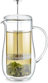 Teabloom Insulated Double-Walled Glass French Press 100% Plastic-Free Tea & Coffee Press for Pure, Rich Flavor | 34 oz Precision Brewer | Connoisseurs Choice