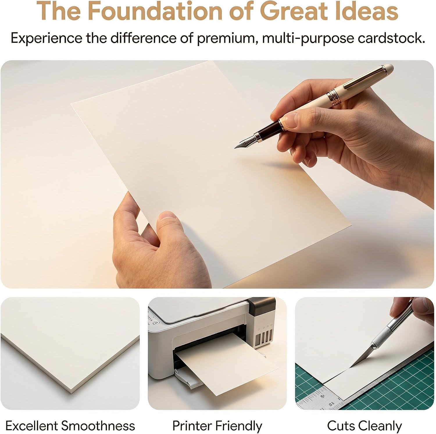 Beige Card Stock Paper 50 Sheets A4 for Wedding Invitations
