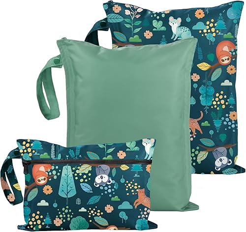 Miniatura 14 de Bolsa Húmeda para Traje de Baño - Pack de 2 Bolsas Impermeables Secas y Húmedas para Ropa - Bolsa de Pañales para Bebé - Bolsas de Lavandería para