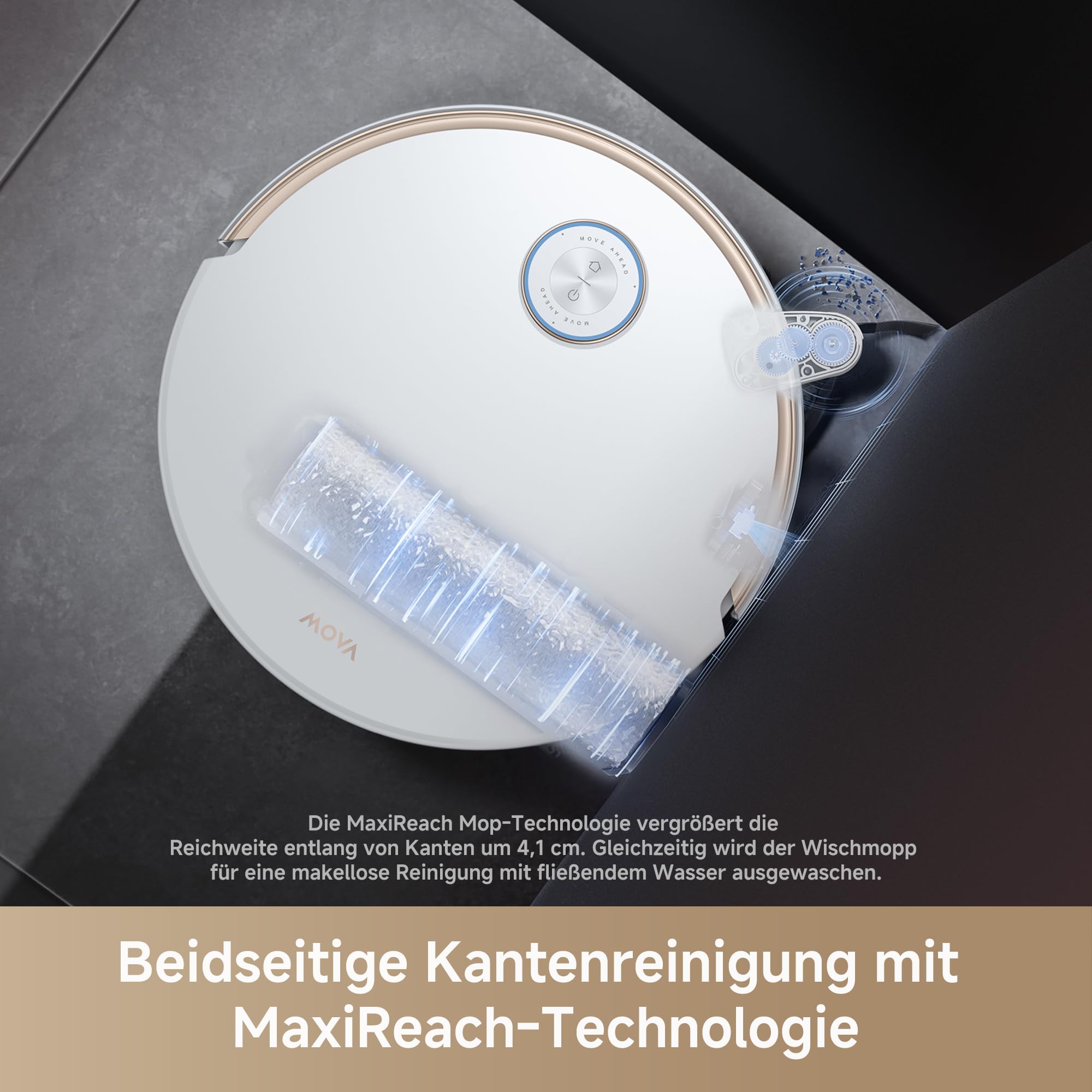 Mova Z60 Ultra Roller Complete Saugroboter mit Wischfunktion, HydroForce-Wischen, AutoShield-Technologie, LiftPro-Gehäuse und StepMaster 2.0-System, 28.000 Pa Saugkraft, Wischen mit DuoSolution-System