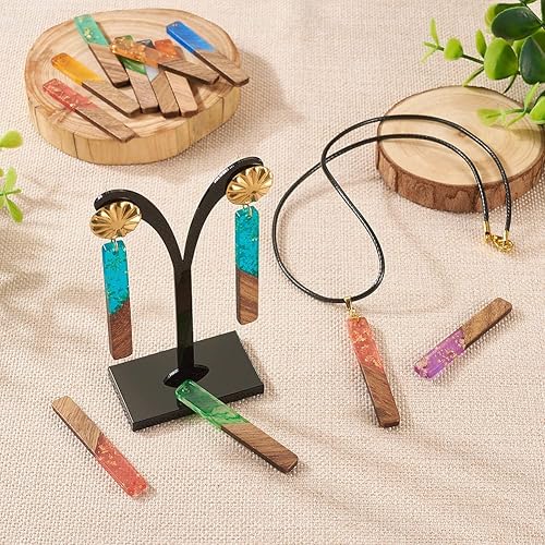 Vista 110 de Colgante de madera de resina, Resina, No es una piedra preciosa 0negro