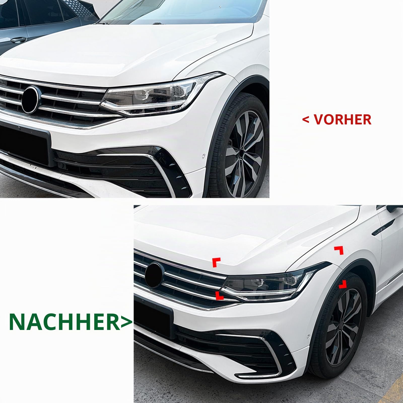 Frontscheinwerfer Augenbrauen Zierleisten Augenlider Dekor für VW Tiguan MK2.5 2021-2023 Schwarz