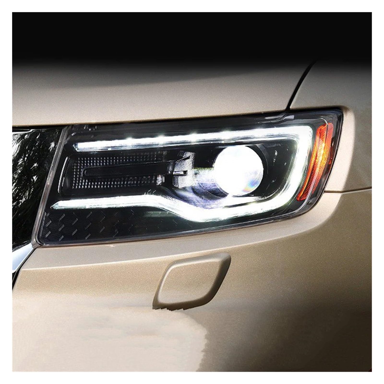 Faro Proiettore Anteriore 1 Coppia Per Compass Per Rand Per Cherokee 2011-2015 Fari Per Auto Gruppo Ottico LED Completo Lente Proiettore(Xenon Sliver 1pair,RHD)