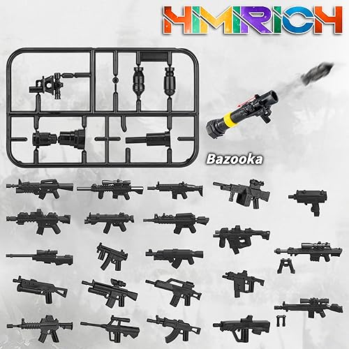Miniatura 3 de HIMIRICH Paquete de armas, juego de juguetes militares, modelo de bloques de construcción para figuras de soldado, equipo del ejército, piezas y